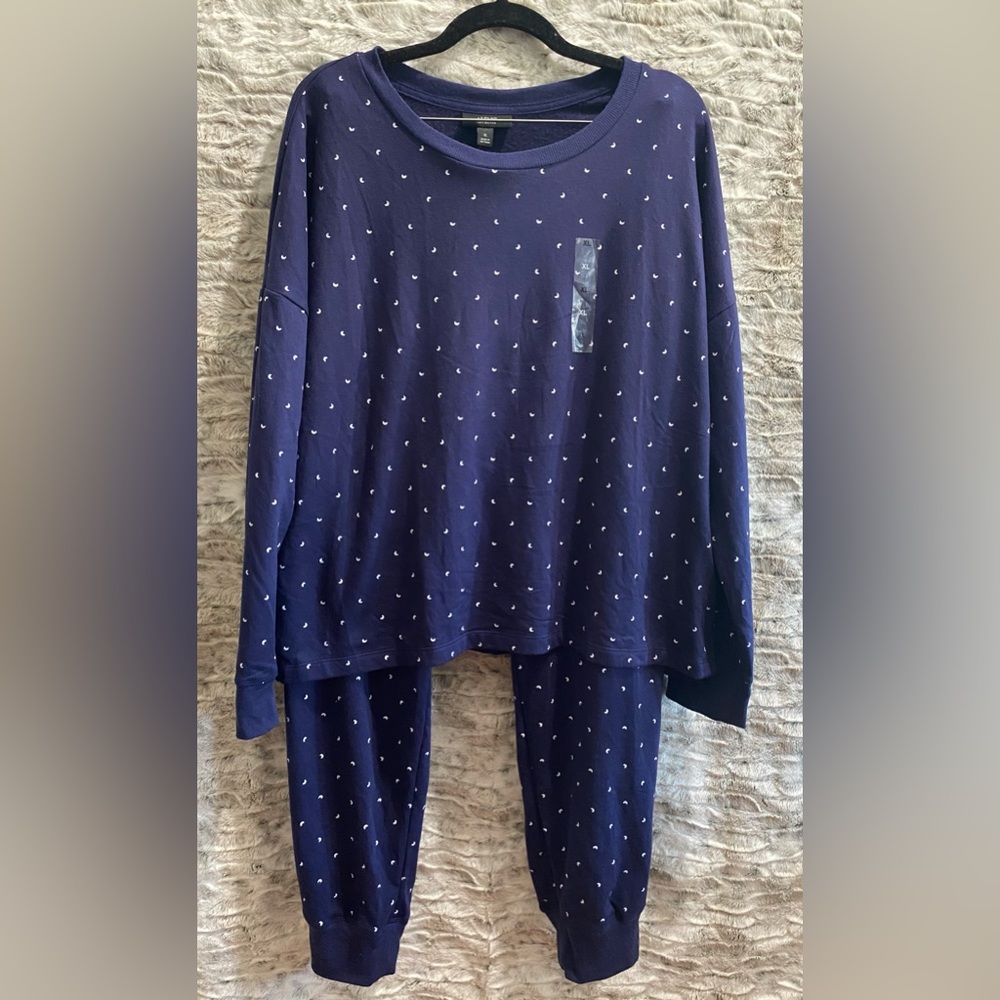 Alfani Intimates Crescent Moon Long Sleeve 2-Piece Pajama Set